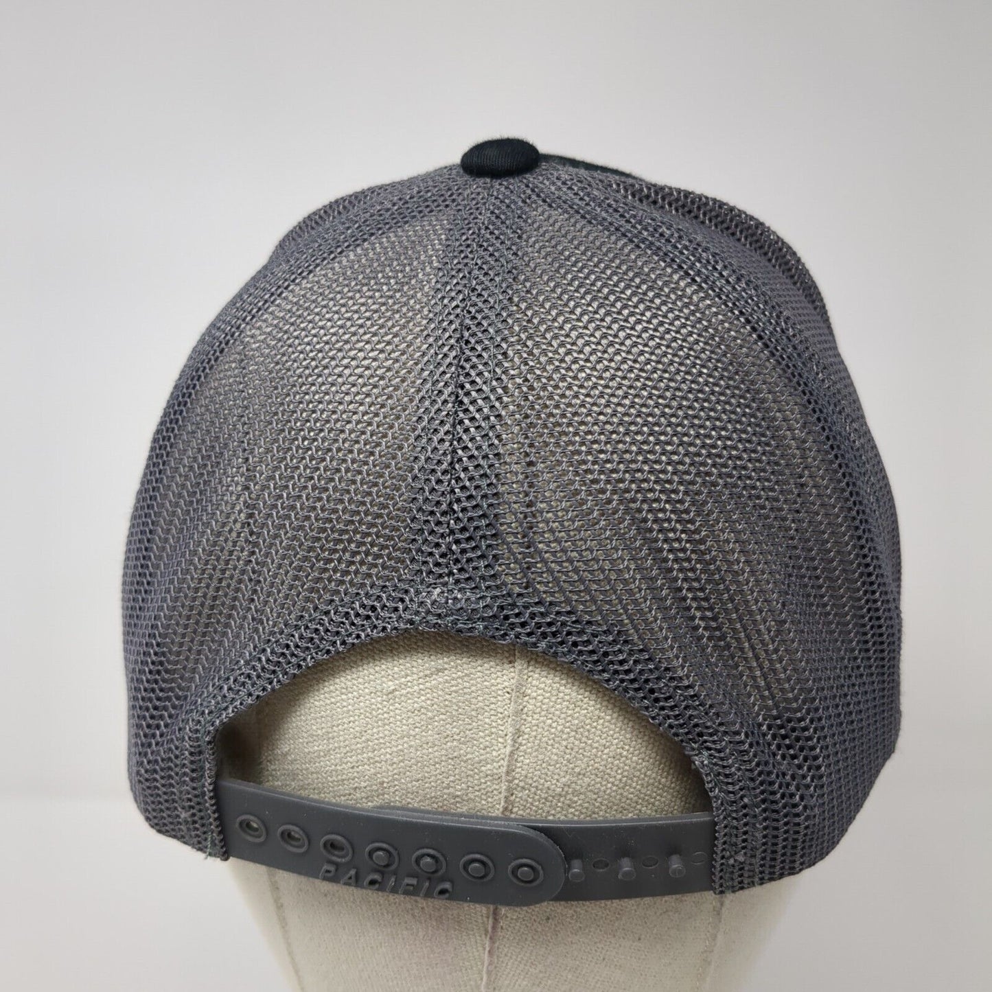 TGE Snapback Trucker Hat Black One Size Adjustable Mesh Back Pacific Headwear