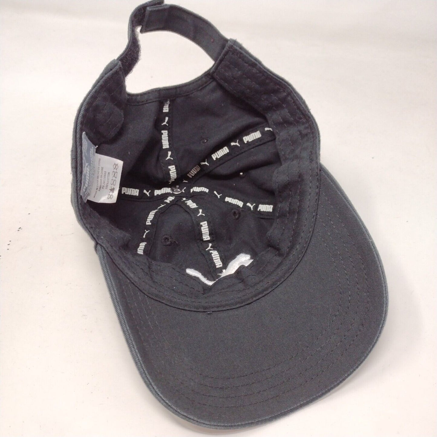 PUMA Strapback Hat Black Youth Adjustable Embroidered Solid 6 Panel