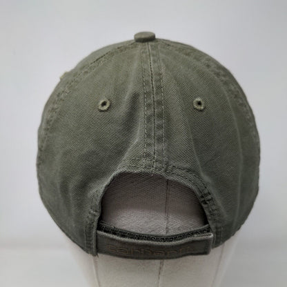 Carhartt Strapback Hat Green OSFA Adjustable Patch Logo Vented Holes 6 Panel
