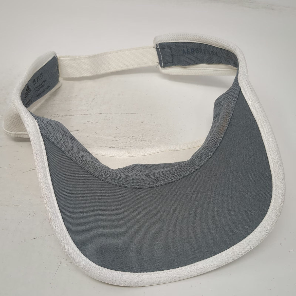 Adidas Visor White One Size Aeroready Moisture Wicking Strapback Golf Tennis Hat