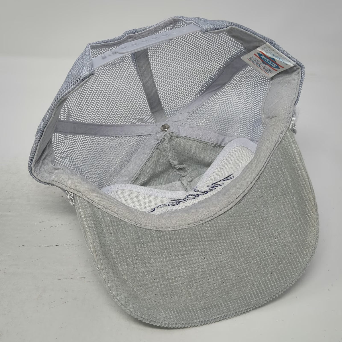 Nissin Thiokol Corporation Trucker Hat Gray One Size Corduroy Rope Snapback