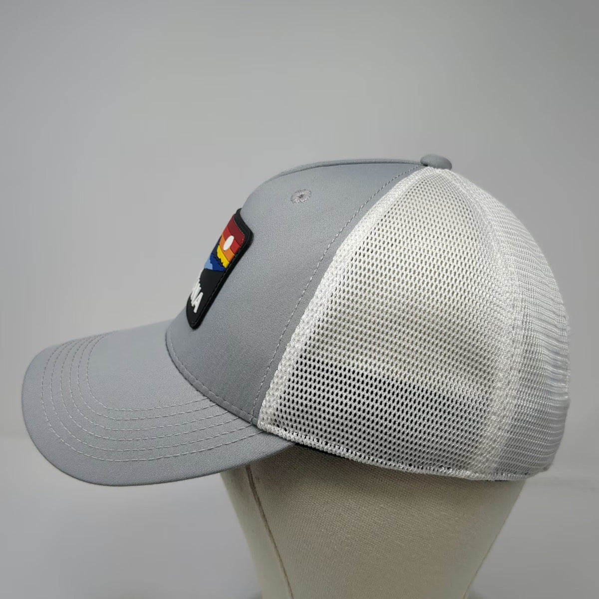 Legacy 5 Panel Gray Hat Montana Mountain Patch White Mesh One Size Strapback