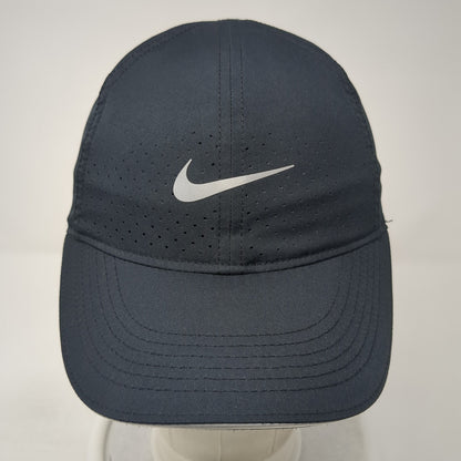 Nike Swoosh Strapback Hat Black One Size Adjustable Laser Cut Dri-Fit