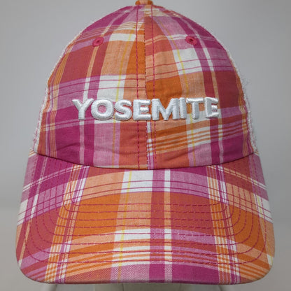 Polar Graphics Trucker Hat Pink White One Size Yosemite Plaid Mesh Snapback