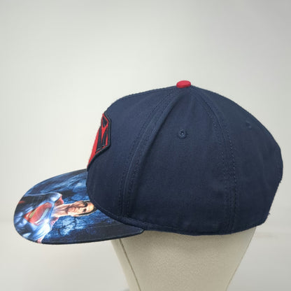 DC Comics Superman Blue Snapback Hat One Size Flat Brim Movie Graphic Shield
