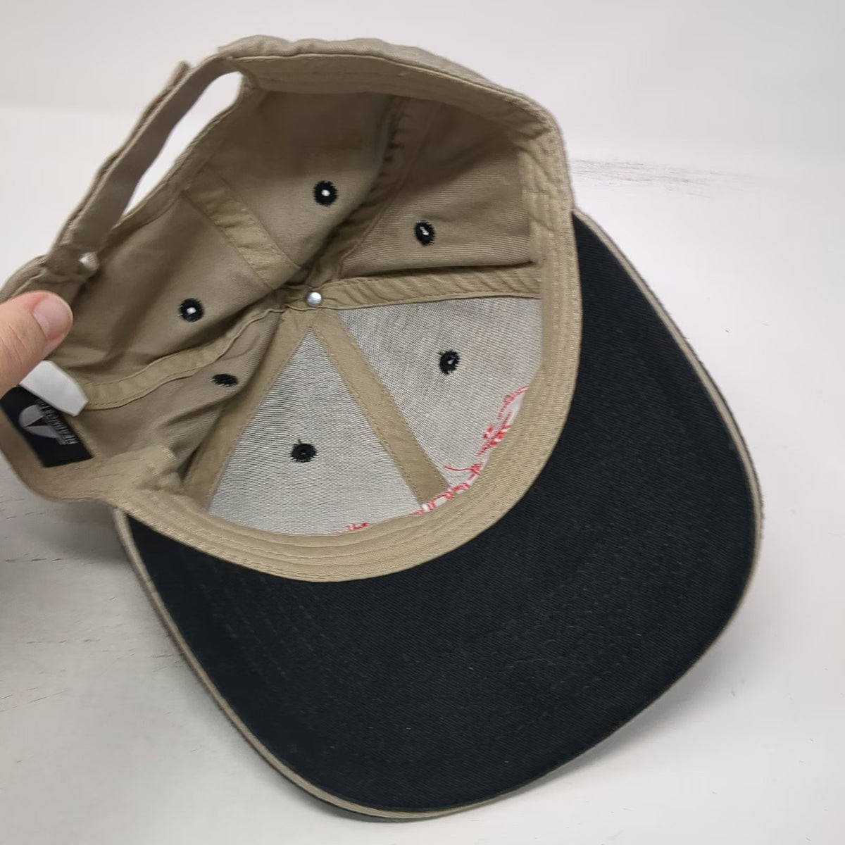 Headmost Transdev Baseball Cap Beige One Size Strapback Black Contrast Brim Hat