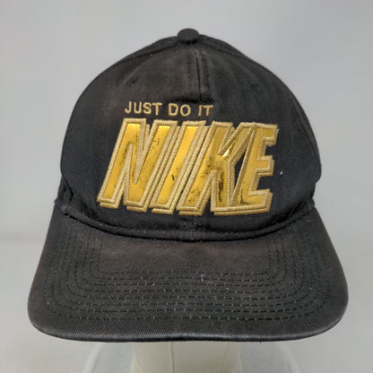 Just Do It Nike Snapback Hat Black OSFM Adjustable Embroidered 6 Panel Cotton