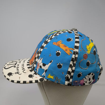 Kathy Davis Designs Baseball Cap Blue White One Size Cats Checkerboard Hat