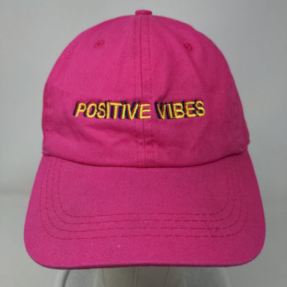 Positive Vibes Slideback Hat Pink Embroidered One Size City Hunter