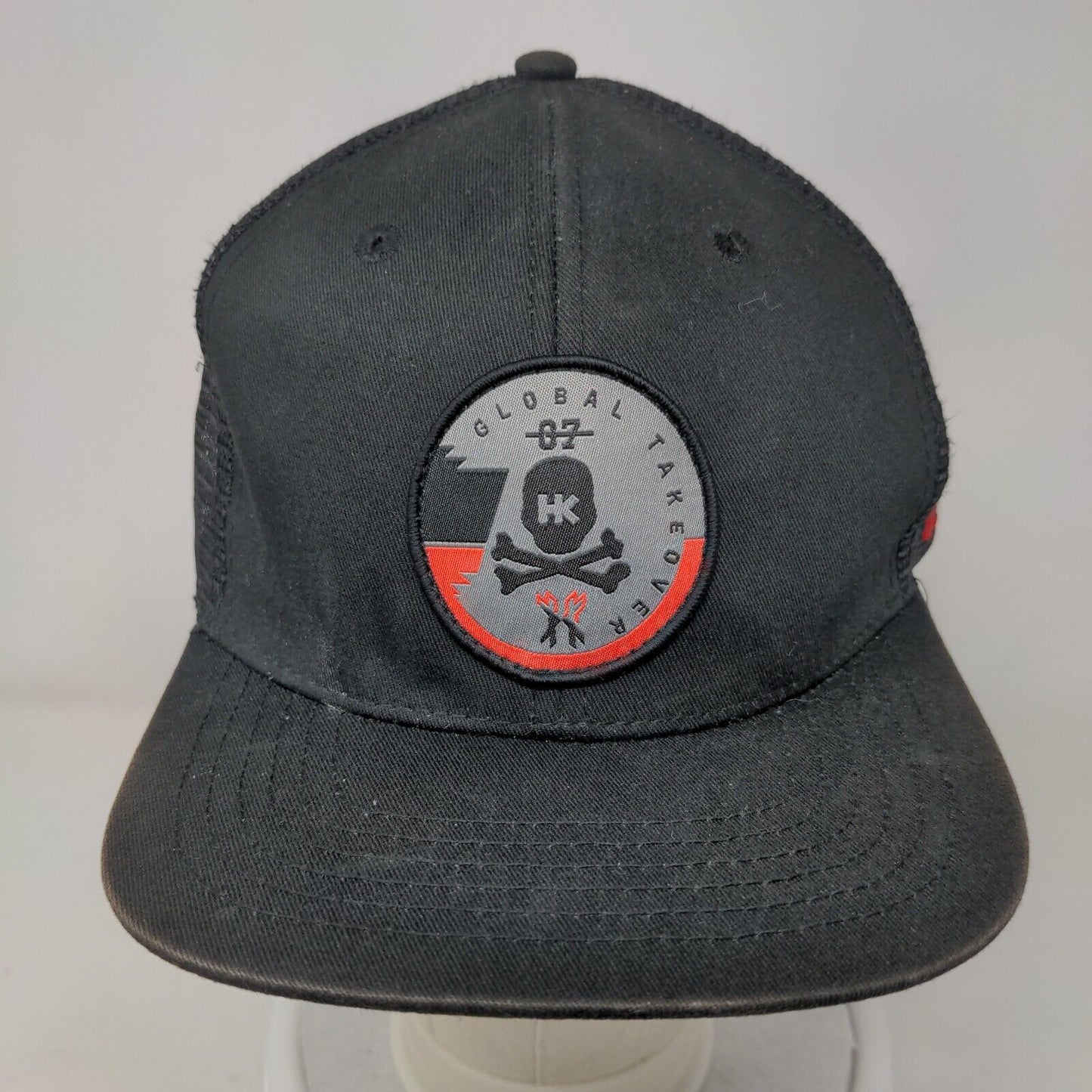 Global Takeover HK Snapback Trucker Hat Black One Size Mesh Adjustable Back