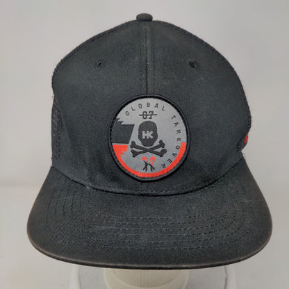 Global Takeover HK Snapback Trucker Hat Black One Size Mesh Adjustable Back