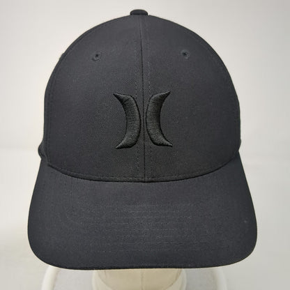 Hurley Baseball Cap Black XL Flexfit Raised Logo Embroidered 6 Panel Hat Curved