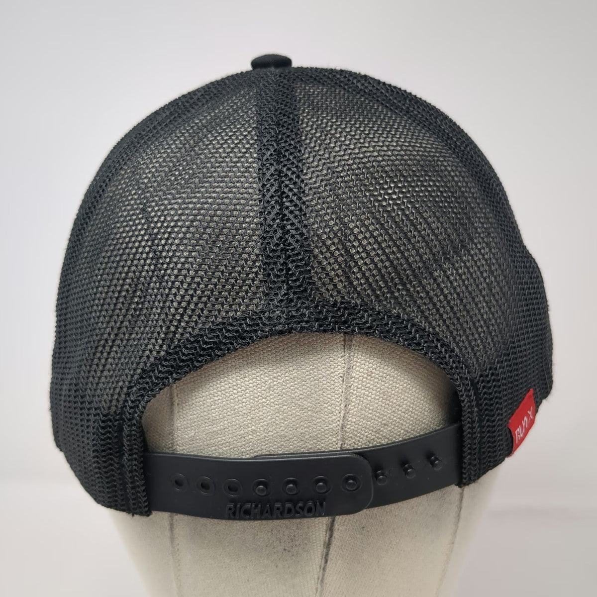 Richardson Trucker Hat Black One Size Victory Embroidered Mesh Back Snapback
