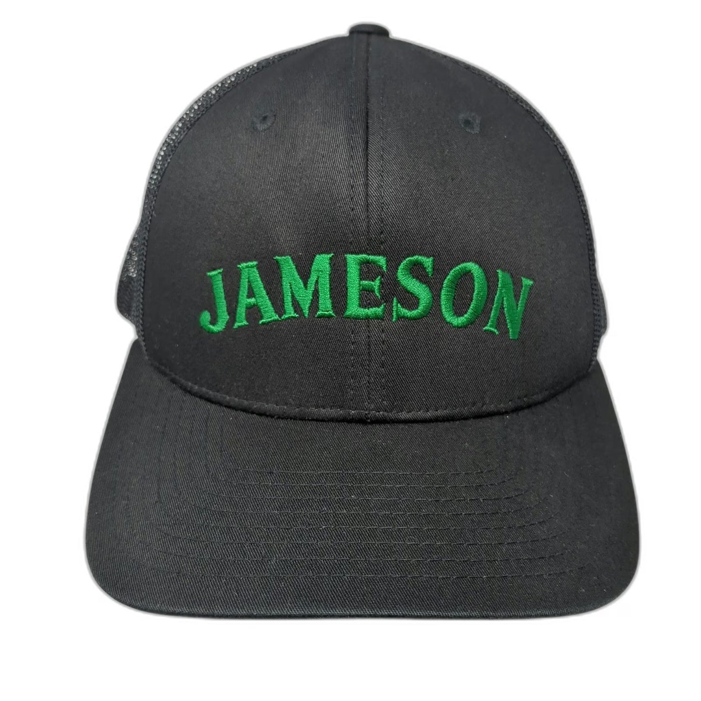 Sport-Tek Jameson Hat Black One Size Trucker Snapback Mesh Green Logo Whiskey