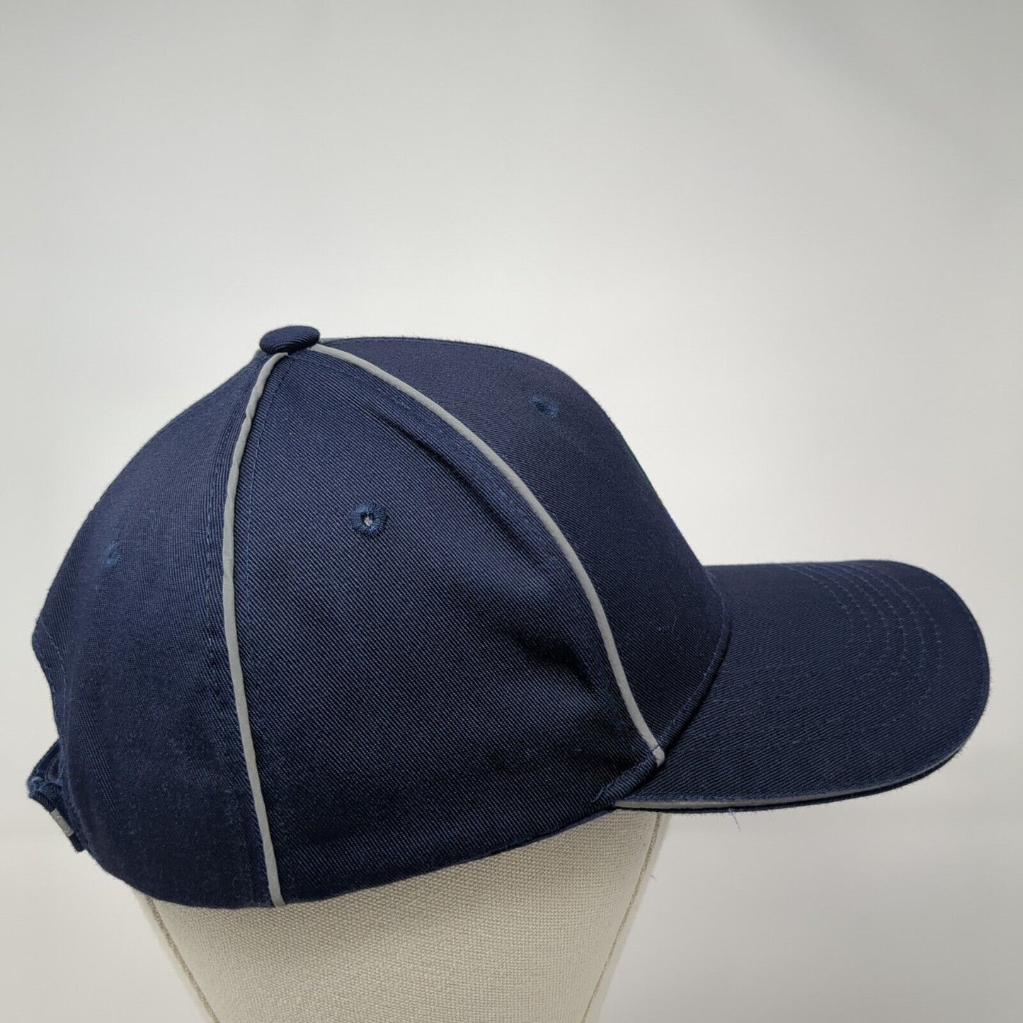 Image Solutions Strapback Hat Blue One Size Embroidered Logo Piping