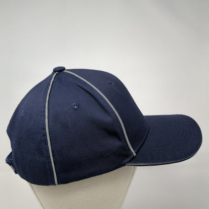 Image Solutions Strapback Hat Blue One Size Embroidered Logo Piping