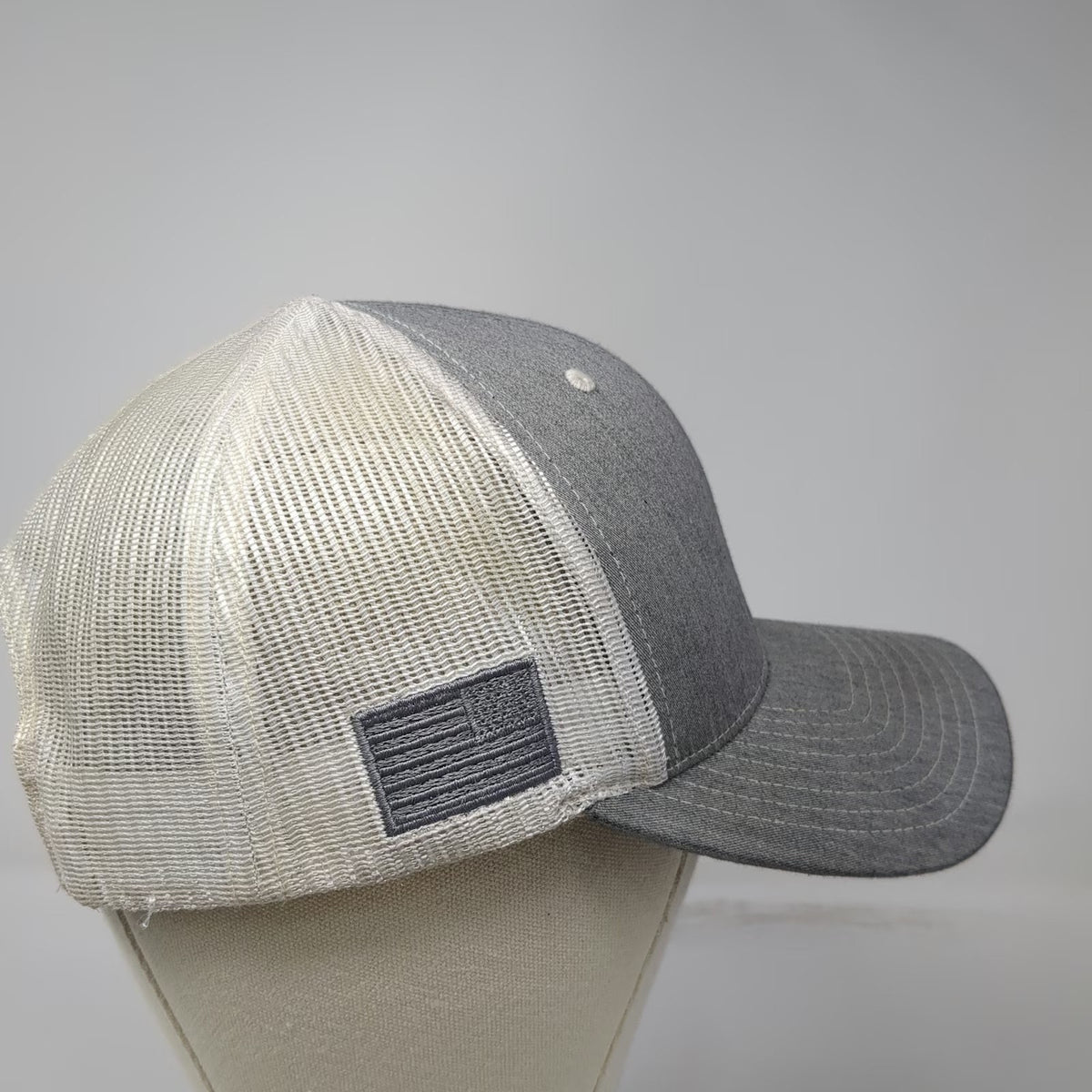 Nine Line Trucker Hat Gray One Size Mesh Snapback American Flag Helicopter