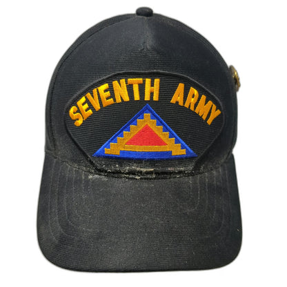 MilitaryBest 5 Panel Black One Size Seventh Army Hat Snapback Patch Made in USA