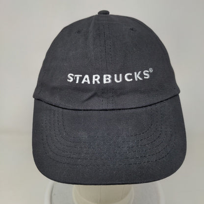 Starbucks Strapback Hat Black OSFA Employee Uniform Solid Vent Holes