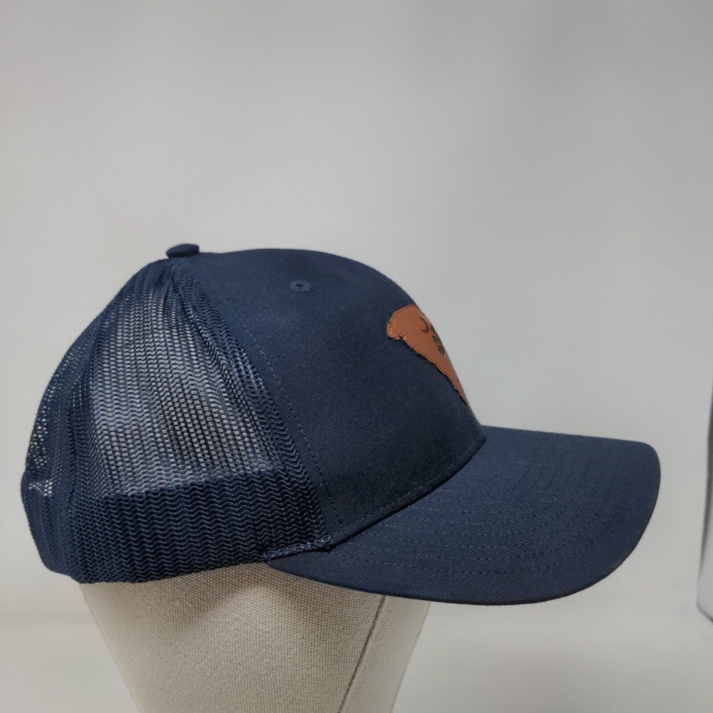 South Carolina Flag Leather Patch Snapback Trucker Hat Blue One Size Mesh Back