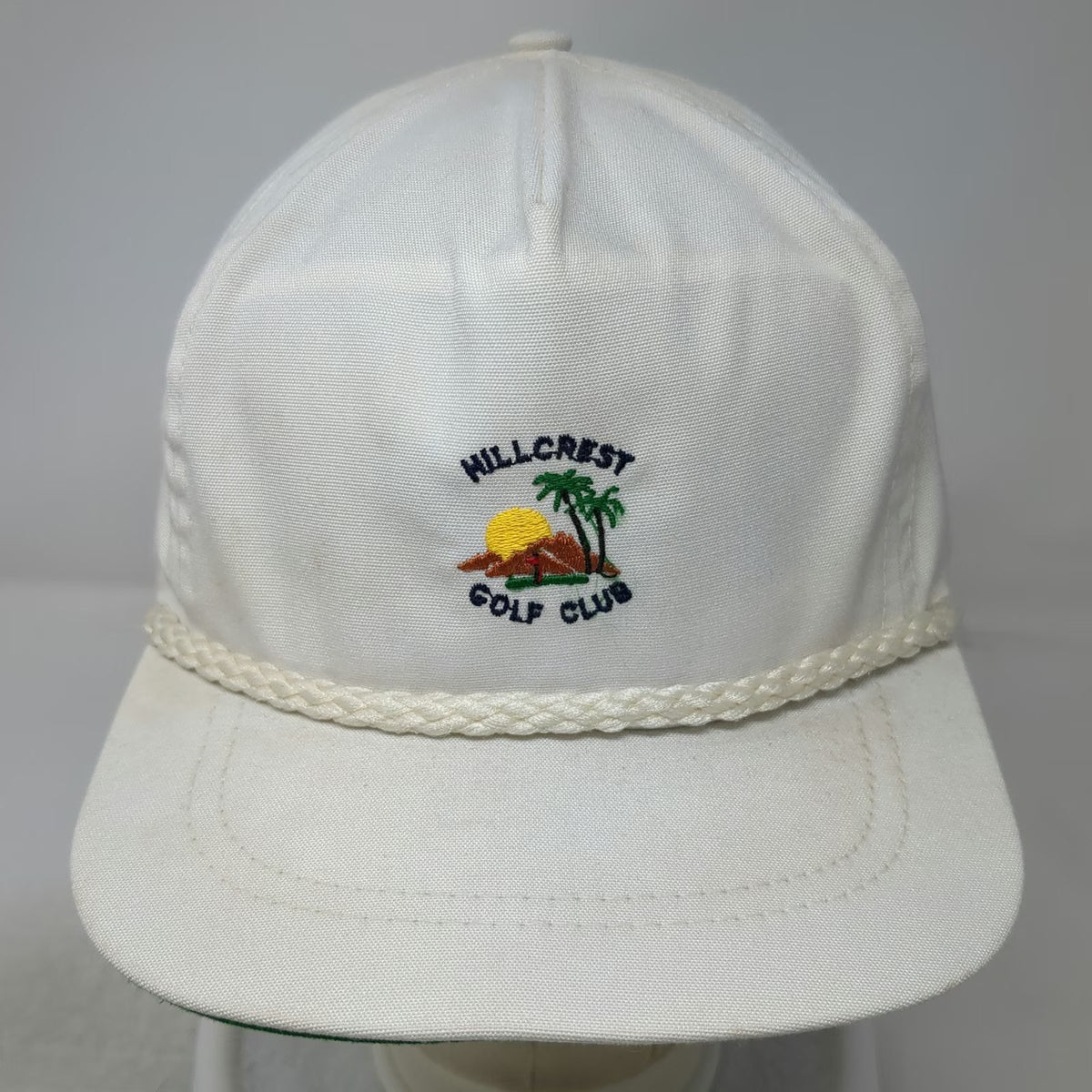 La Mode Du Golf 5 Panel White Hat One Size Rope Green Underbrim Hillcrest Club
