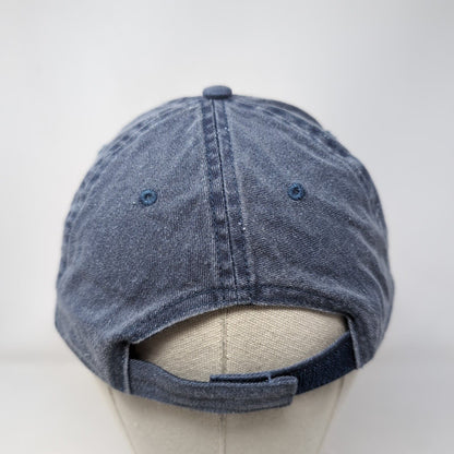 Unbranded Strapback Hat Blue OSFM Adjustable Vented Holes 6 Panel Denim Blank