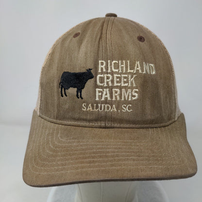 Richland Creek Farms Saluda SC Snapback Trucker Hat Brown One Size Mesh Back