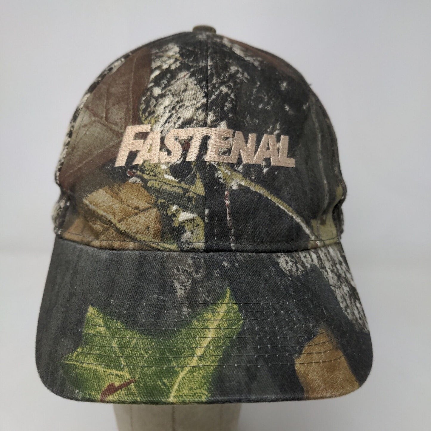 Fastenal Men's Strapback Hat Green Camo Adjustable Embroidered Logo