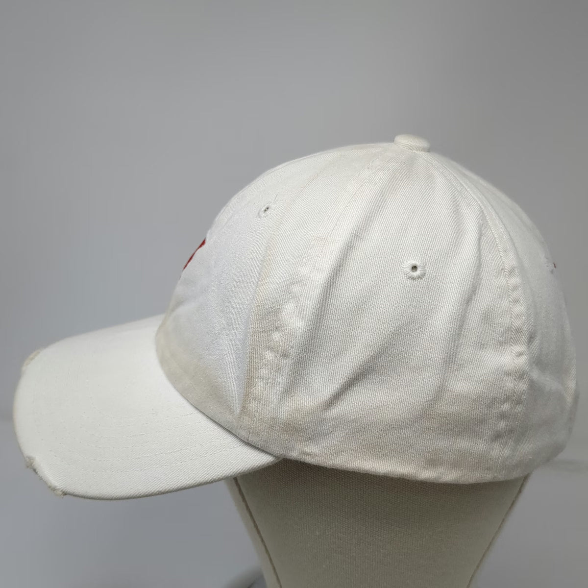 Bowie Baseball Cap White One Size Distressed Brim Embroidered Lightning Bolt Hat