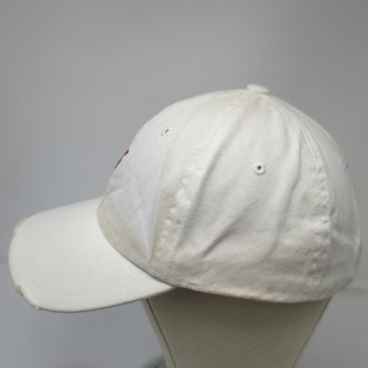 Bowie Baseball Cap White One Size Distressed Brim Embroidered Lightning Bolt Hat