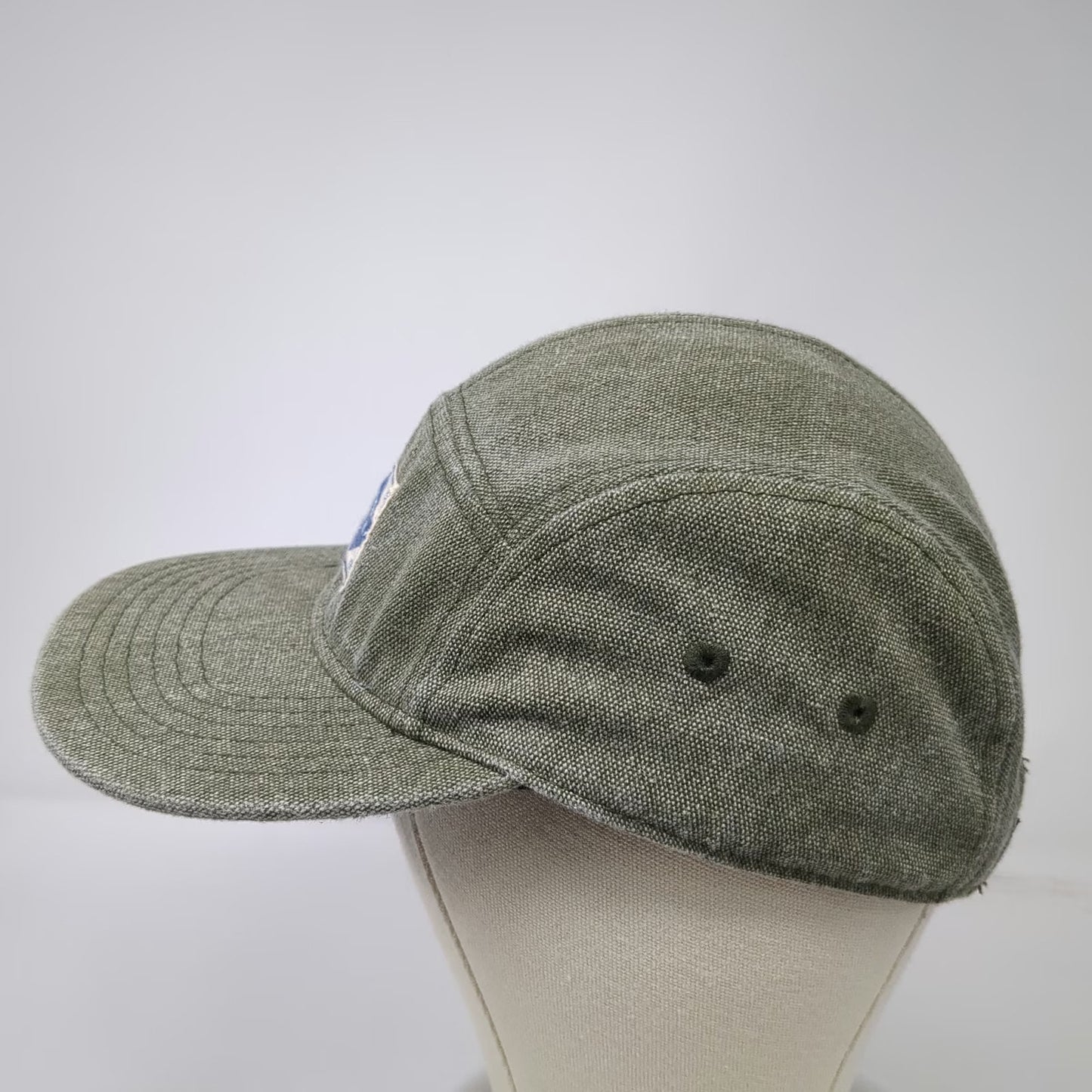 On The Moment 5 Panel Green Hat One Size Adjustable Slideback Cotton Campfire