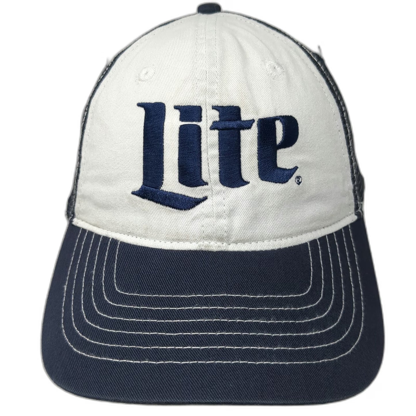 Zkapz Trucker Hat Blue One Size Miller Lite Beer Logo Mesh Snapback Contrast