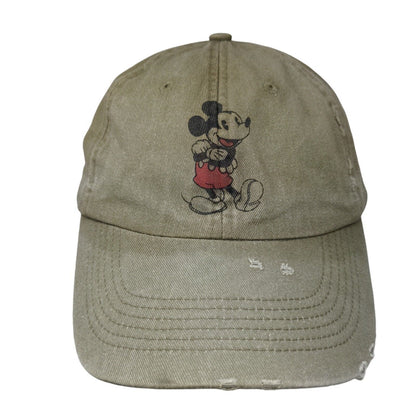 Mickey Mouse Adult Slideback Hat Tan 57-61 cm Distressed 6 Panel Disney Parks