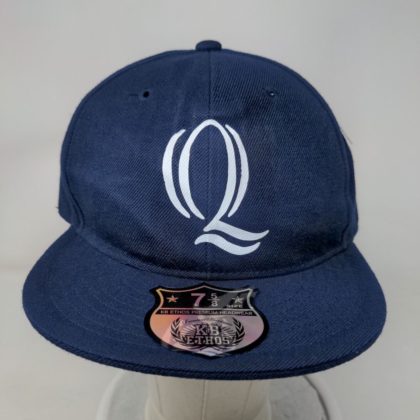 Quinnipiac Fitted Hat Blue 7 5/8 Vent Holes 6 Panel KB ETHOS W/Tags