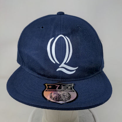 Quinnipiac Fitted Hat Blue 7 5/8 Vent Holes 6 Panel KB ETHOS W/Tags