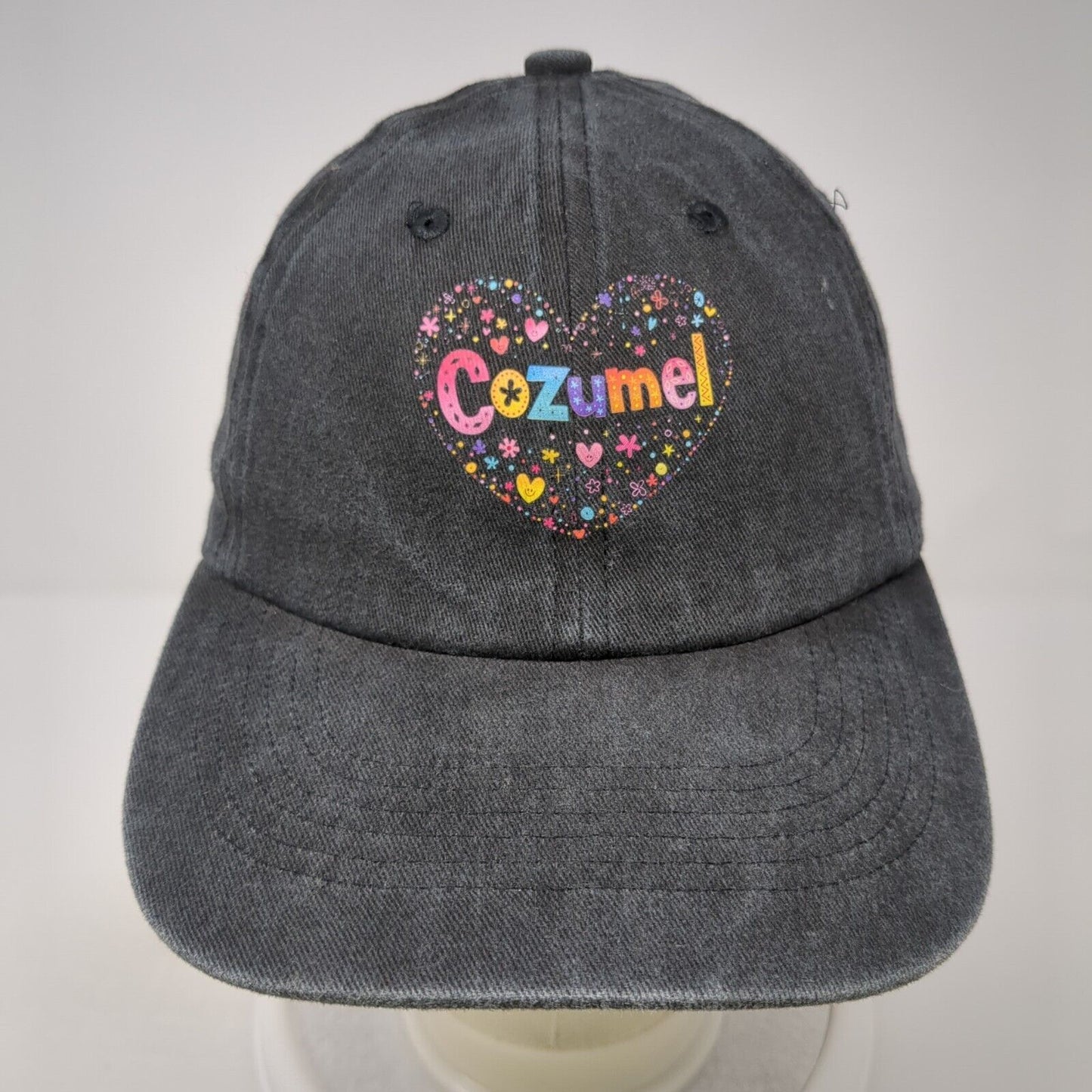 Cozumel Slideback Hat Black One Size Adjustable 6 Panel Vent Holes