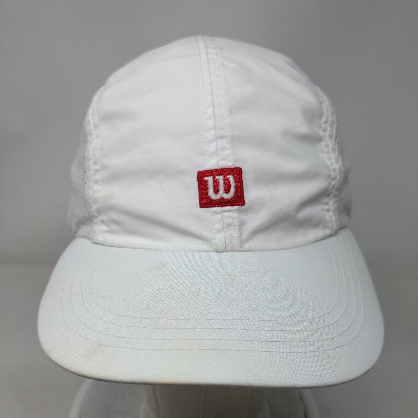 Wilson Strapback Hat White OSFA Embroidered Logo Mesh Trim Adjustable