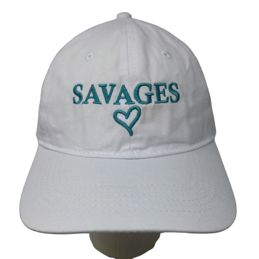 Port & Company Men's Strapback Hat White Embroidered Savages Heart Logo Cotton