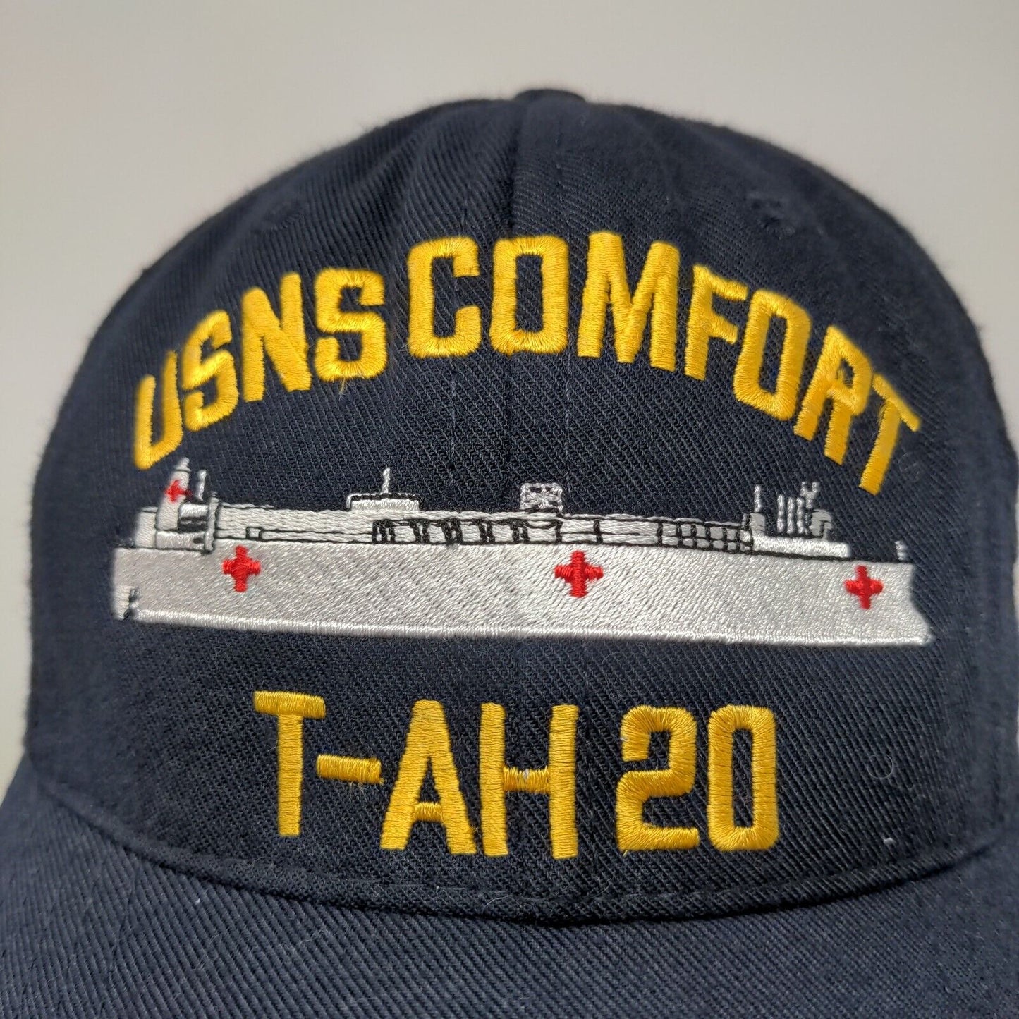 AMC Men's Snapback Hat Blue USNS Comfort T-AH 20 Embroidered Navy Logo