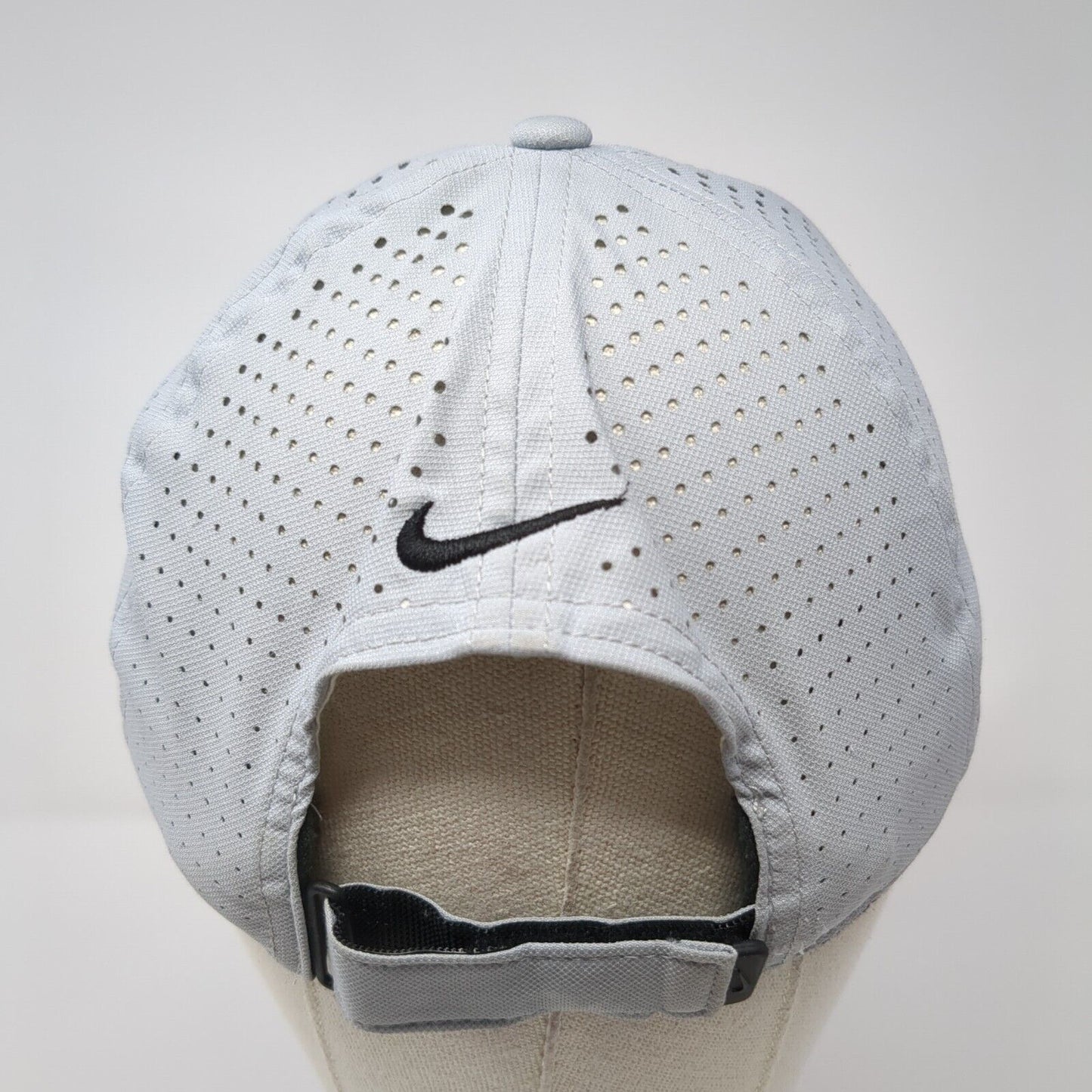 Nike Golf Strapback Hat Gray One Size Adjustable Swoosh Laser Cut