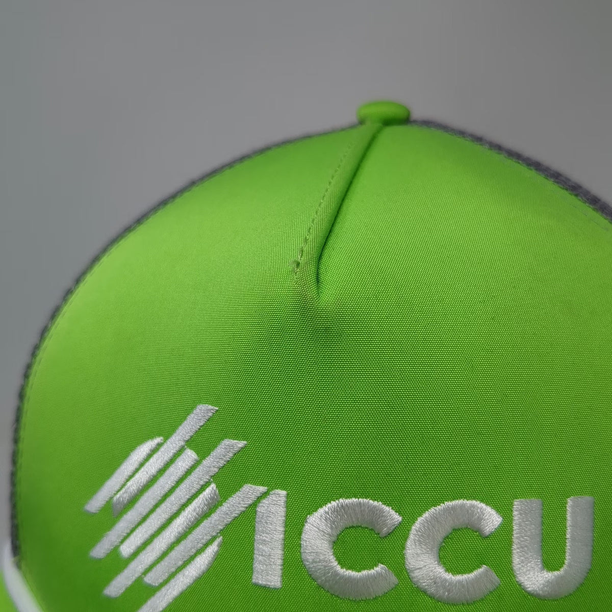 Namebrand HQ ICCU Green Gray Trucker Hat One Size Mesh Rope Snapback Logo