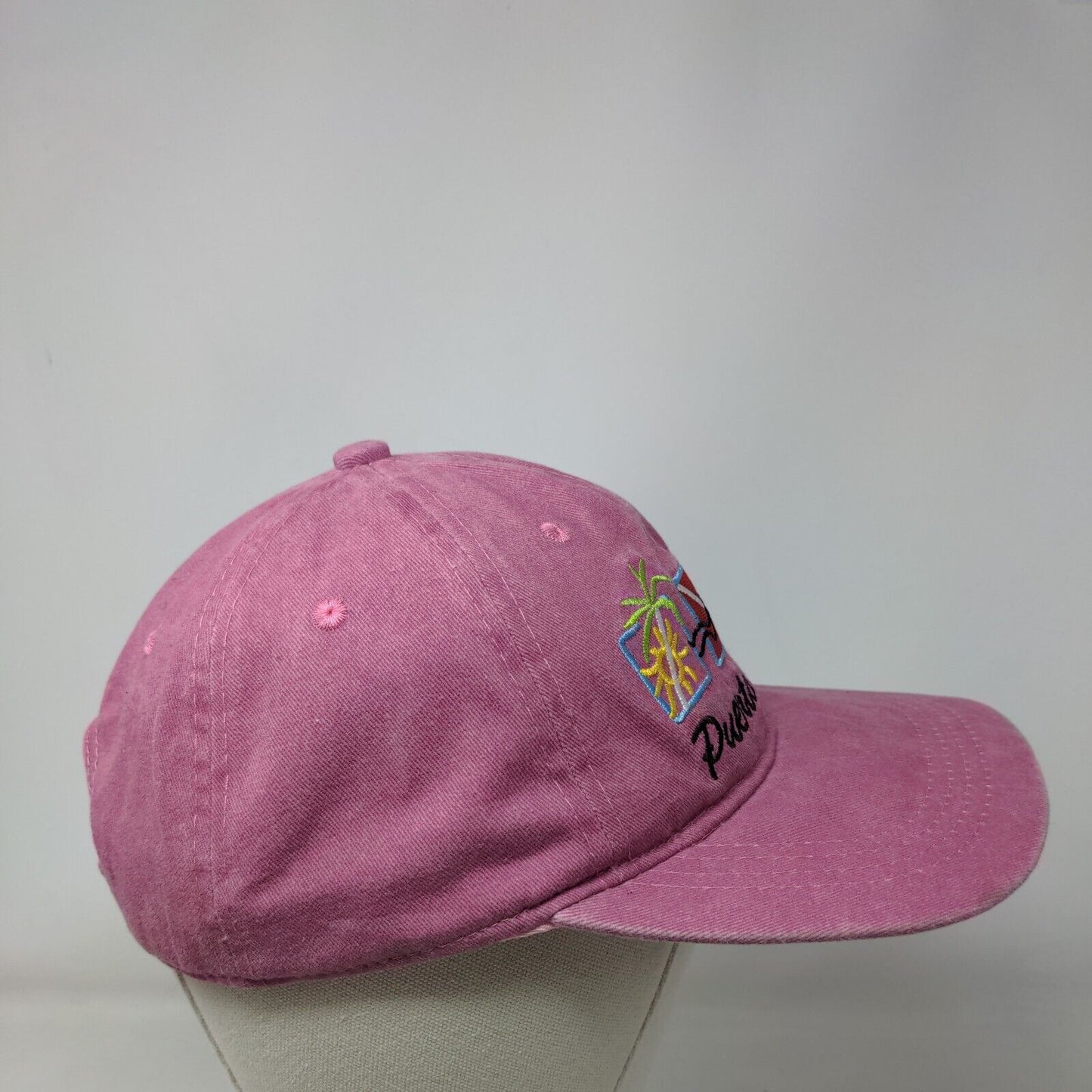 Puerto Rico Strapback Hat Pink One Size Embroidered Adjustable