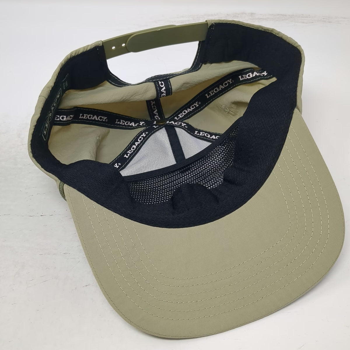 Legacy 5 Panel Beige One Size Snapback Hat Fly Fish Food Jimmy's Nylon Rope