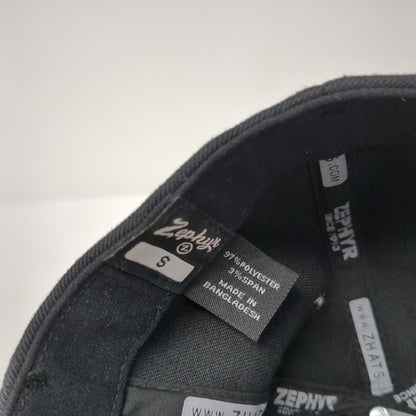 American Flag Fitted Hat Black Small Embroidered Solid 6 Panel Zephyr