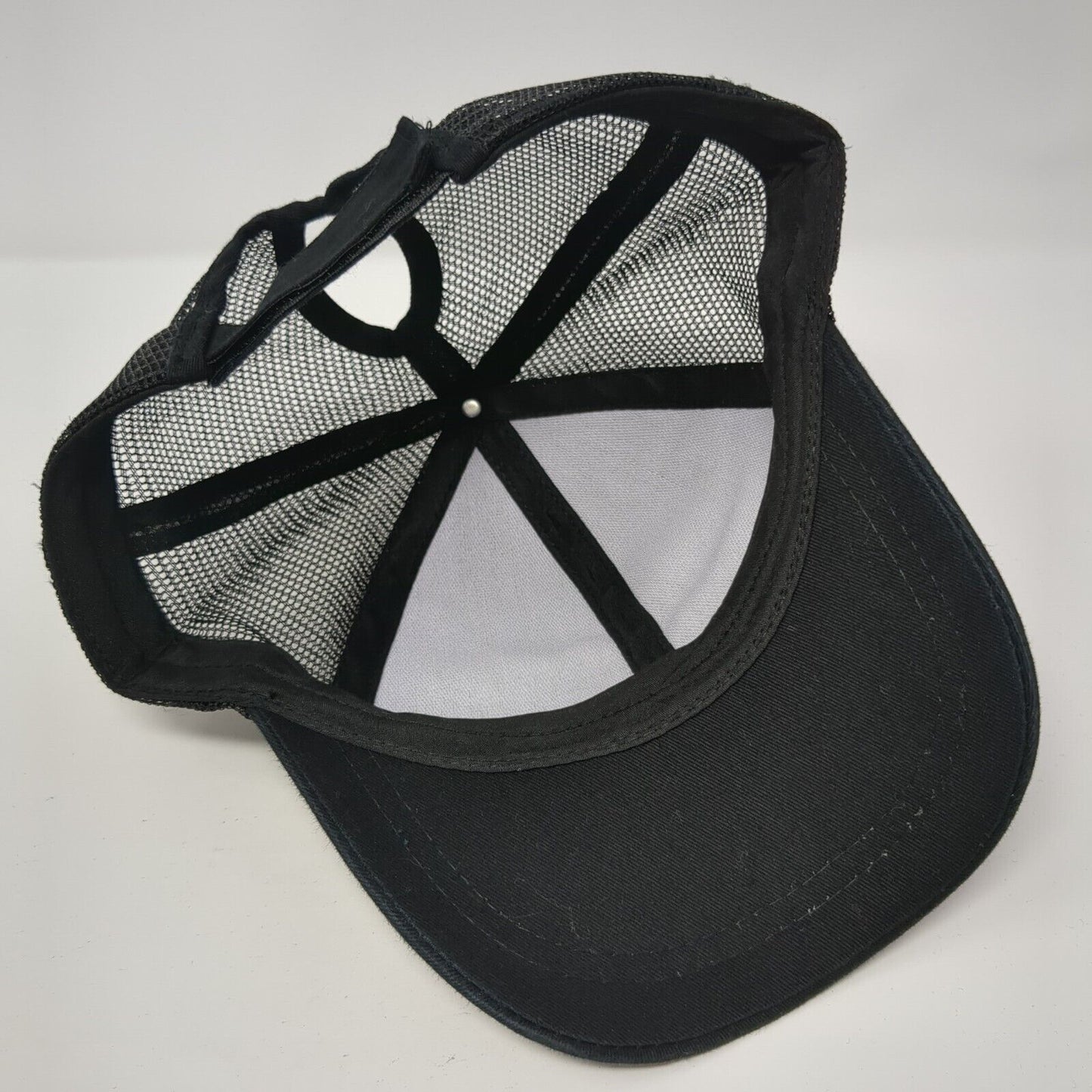 Unbranded Strapback Mesh Back Trucker Hat Black One Size Ponytail Blank