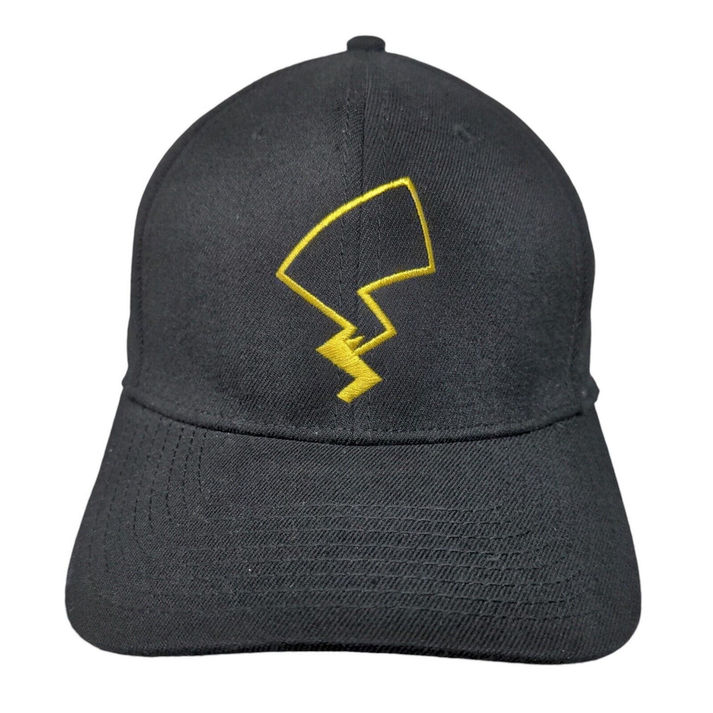 Pokemon Pikachu Bolt Snapback Hat Black OSFM Adjustable Embroidered 6 Panel