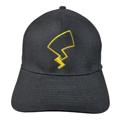 Pokemon Pikachu Bolt Snapback Hat Black OSFM Adjustable Embroidered 6 Panel