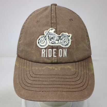 Life is Good Baseball Cap Brown One Size Motorcycle Ride On Camo Slideback Hat