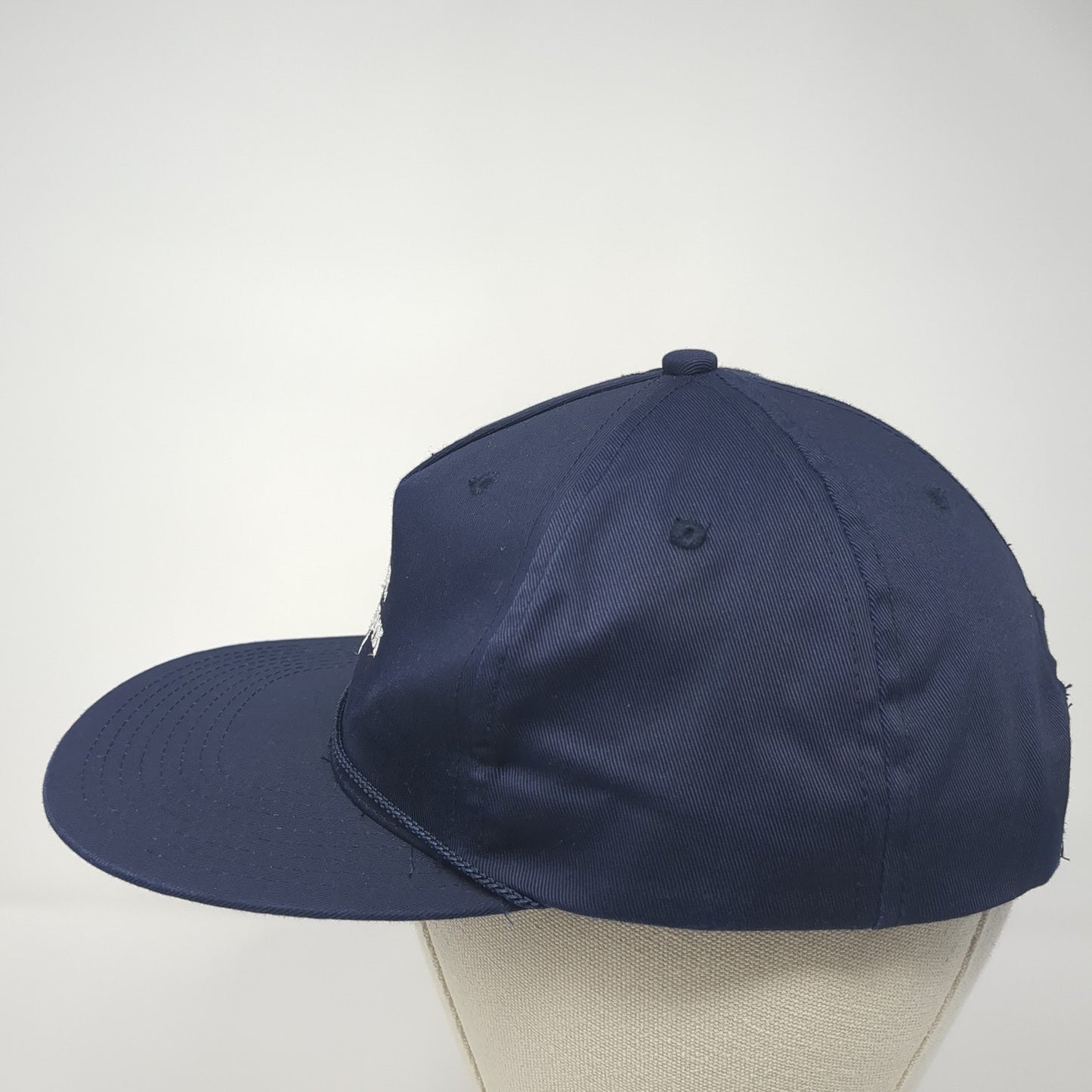 State Bank Snapback Hat Blue One Size Adjustable Embroidered Vented Holes