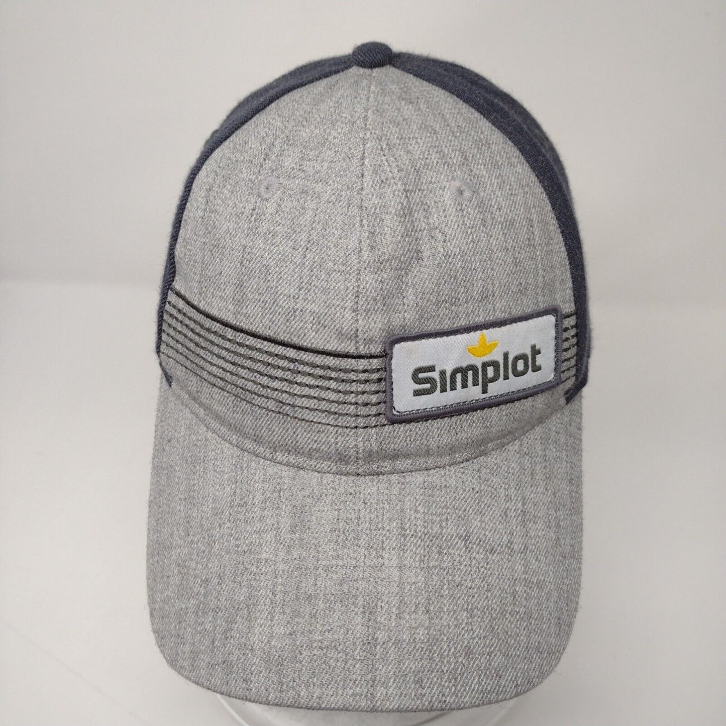 Simplot Patch Strapback Hat Gray OSFA Adjustable Colorblock 6 Panel